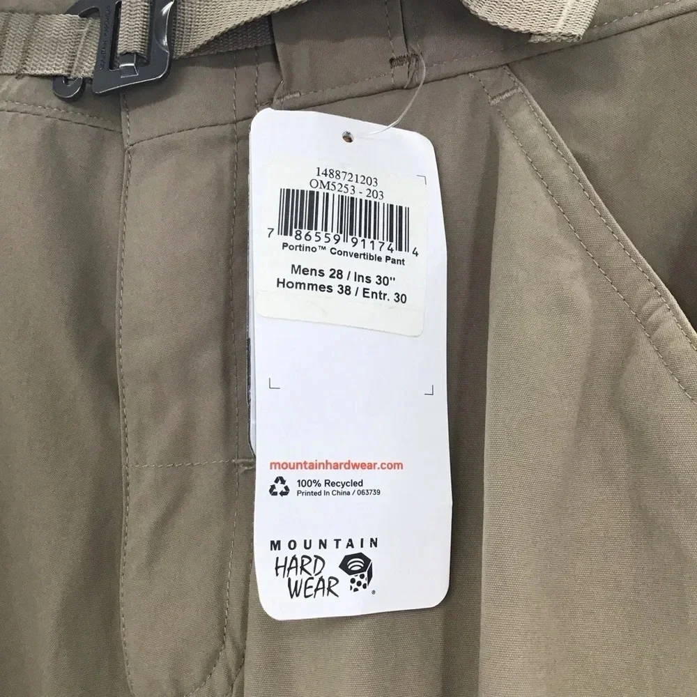 Mountain Hardwear Men’s Hiking Convertible Zip Off Pants UPF NWT Size 28